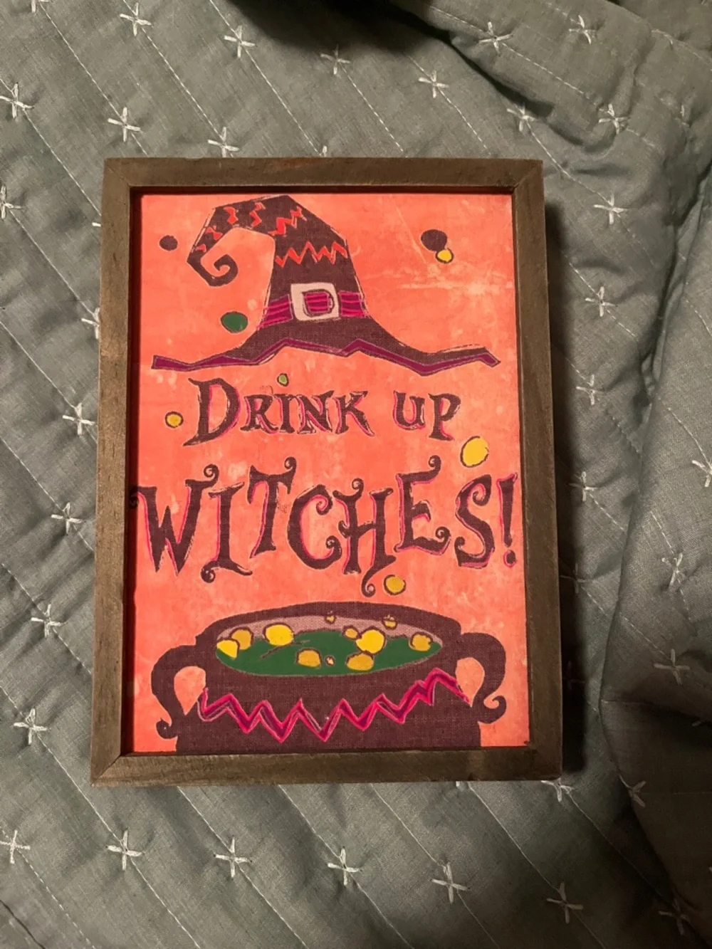 Drink Up Witches! Halloween Wall Art - Orange and Purple